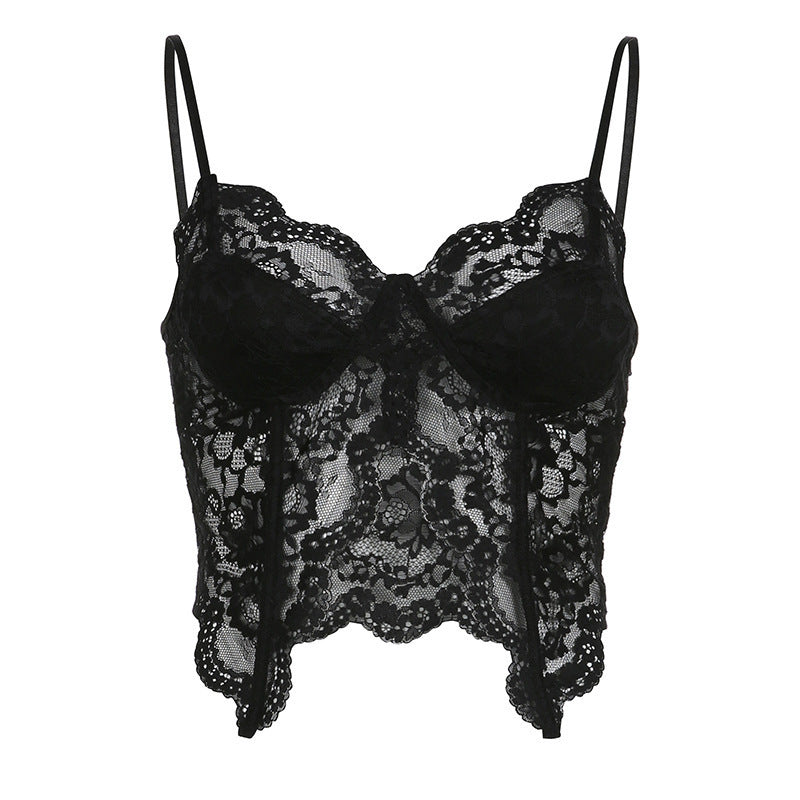 Damen Spitzen-Bustier mit floralem Design und verstellbaren Trägern EB