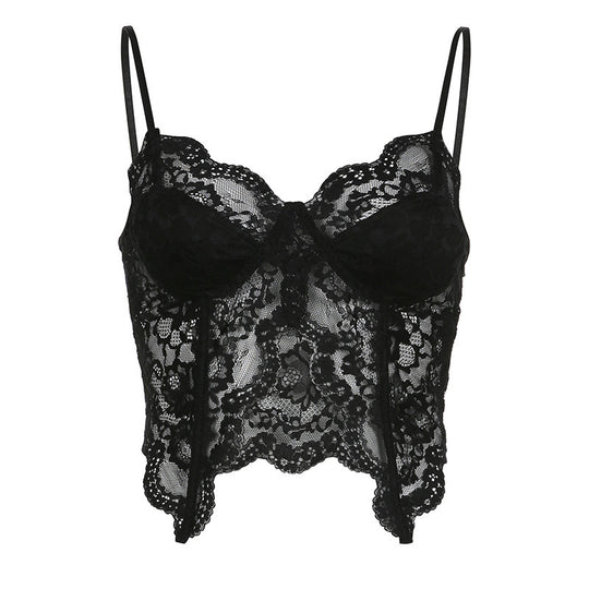 Damen Spitzen-Bustier mit floralem Design und verstellbaren Trägern EB