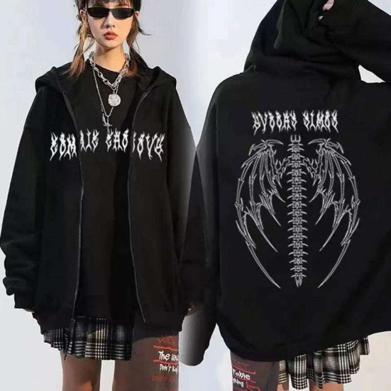 Damen Kapuzenjacke mit auffälligem Gothic-Design und bequemer Passform EB