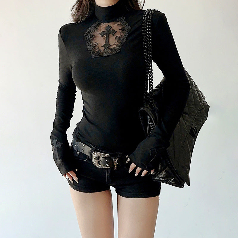 Damen figurbetonte Bluse mit Rüschendetails und Schnürung EB