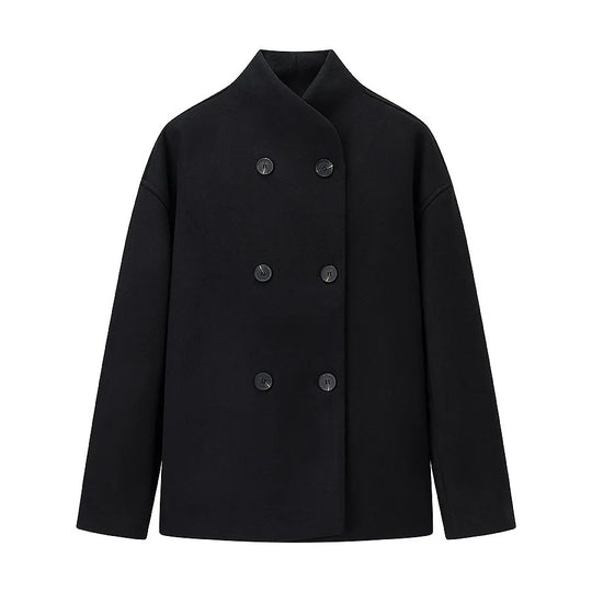 Damen elegante Winterjacke mit doppelter Knopfleiste und Stehkragen EB