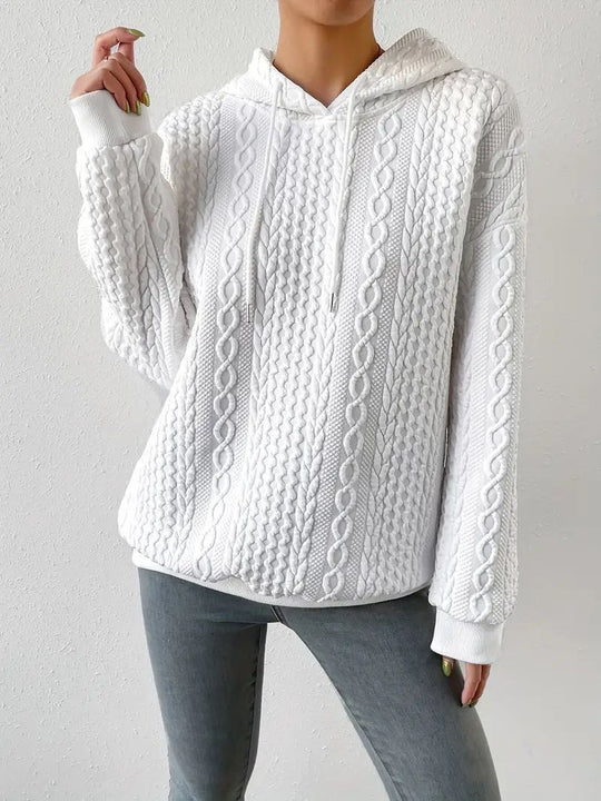 Damen Kapuzenpullover mit Kordelzug und strukturiertem Muster EB