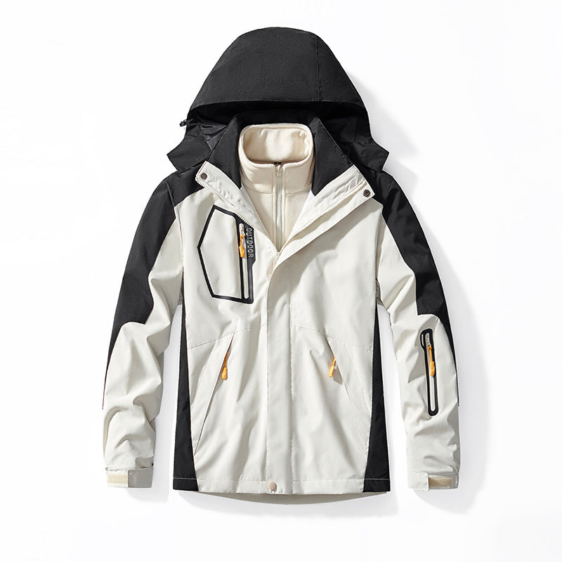 Herren dreiteilige Softshell- und Fleece-Outdoorjacke mit wasserdichter Membran und Kapuze EB