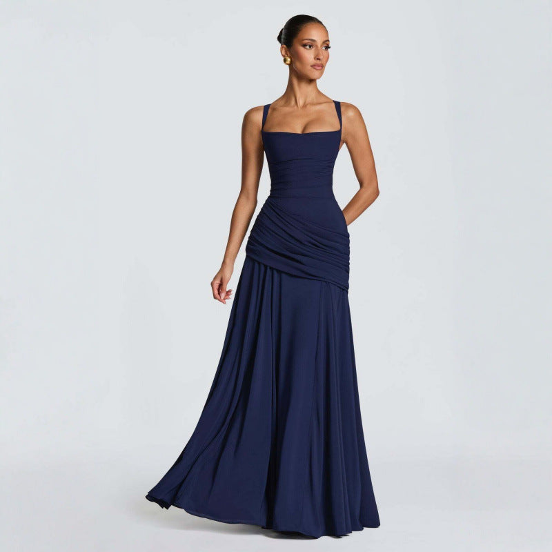 Damen Maxikleid mit dekorativen Rüschendetails und eleganter Taillierung EB