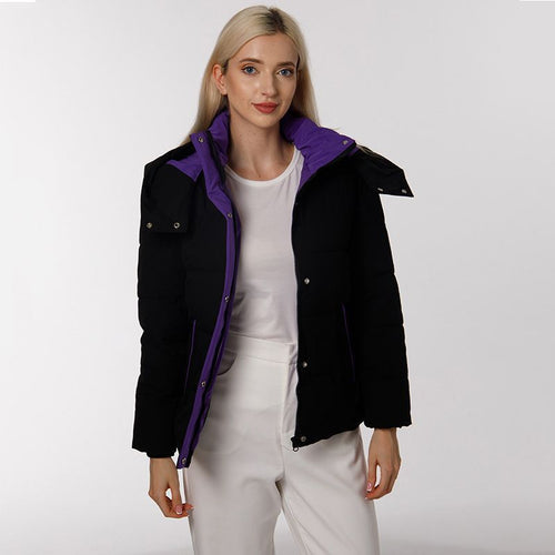 Damen Modische Übergangsjacke mit abnehmbarer Kapuze und warmem Innenfutter EB