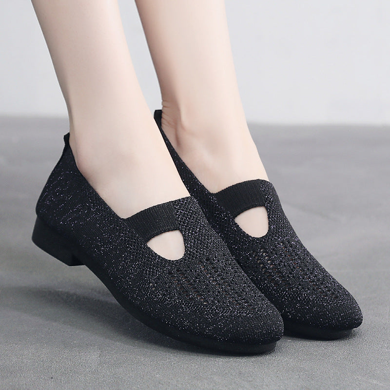 Damen atmungsaktive Slip-On Ballerinas mit elastischem Einschlupf und flexibler Sohle EB