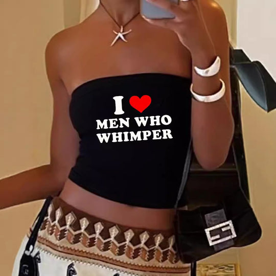 Damen Bandeau-Top mit auffälligem Statement-Aufdruck EB
