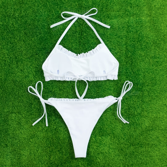 Damen Triangel-Bikini mit Rüschen und verstellbaren Trägern EB