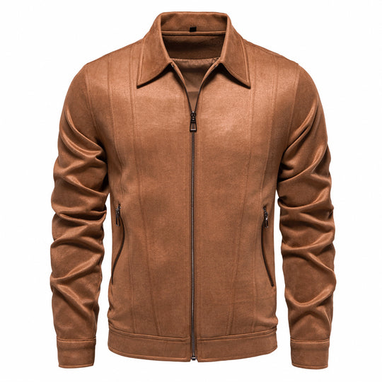 Herren Kunstlederjacke mit strukturiertem Design und seitlichen Reißverschlusstaschen EB