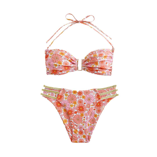 Damen Bikini-Set mit modischen Rüschen und verstellbaren Trägern EB