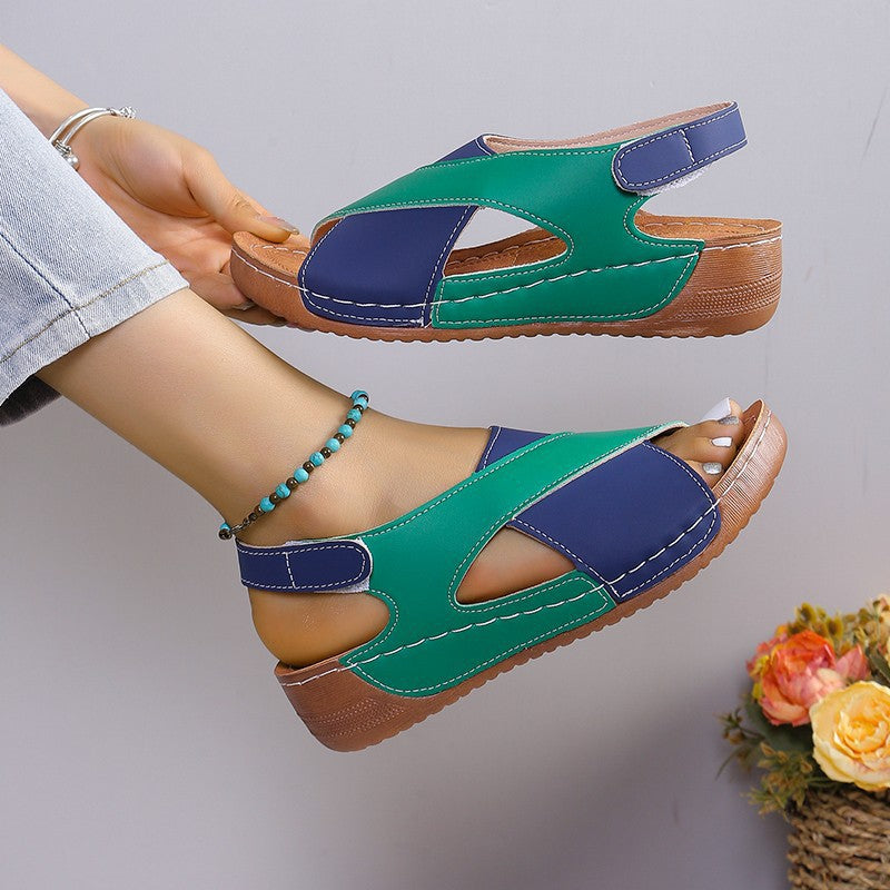Damen Komfort-Slingback-Sandalen mit gepolstertem Fußbett und Klettverschluss EB