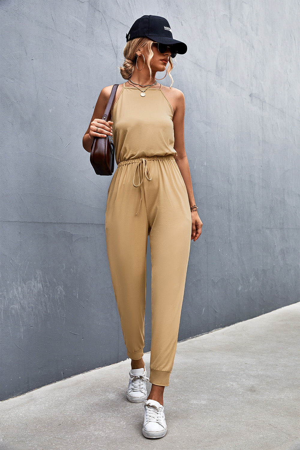 Damen Jumpsuit mit verstellbarem Taillenzug und luftiger Passform EB