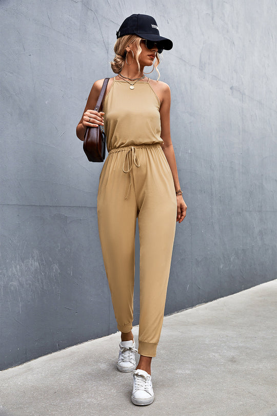 Damen Jumpsuit mit verstellbarem Taillenzug und luftiger Passform EB