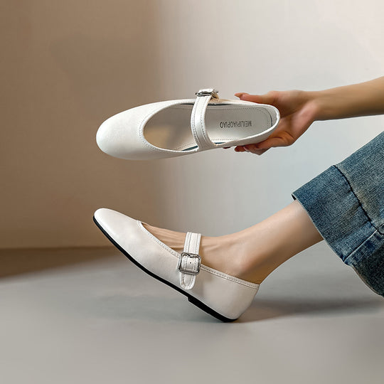Damen elegante Ballerinas mit modischem Riemchen EB