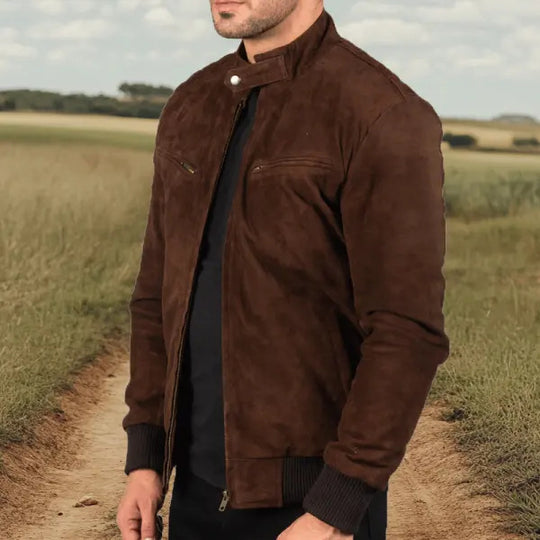 Herren Wildlederjacke im modernen Design mit praktischen Taschen EB