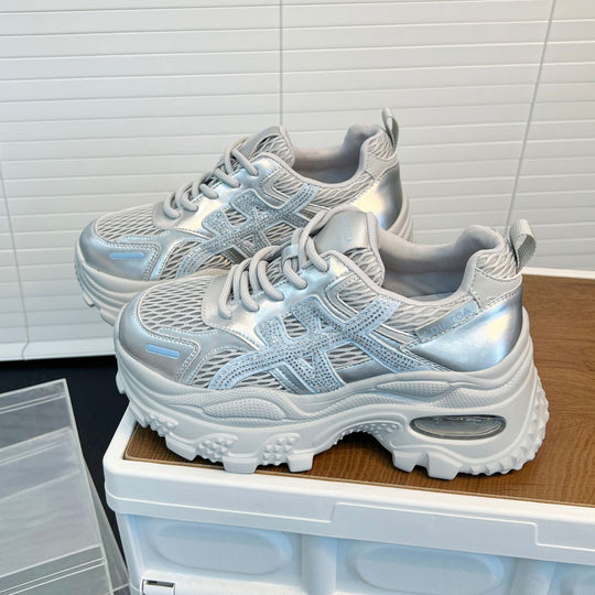 Damen Sportliche Sneakers mit innovativem Mesh-Design und modischer Plattformsohle EB