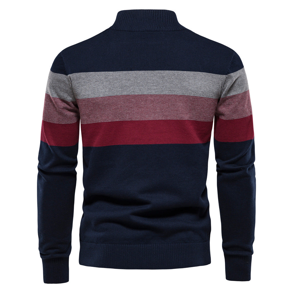 Herren Sweatpullover mit modernem Kurzreißverschluss und stilvollen Farbblockstreifen EB