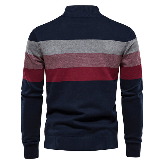Herren Sweatpullover mit modernem Kurzreißverschluss und stilvollen Farbblockstreifen EB