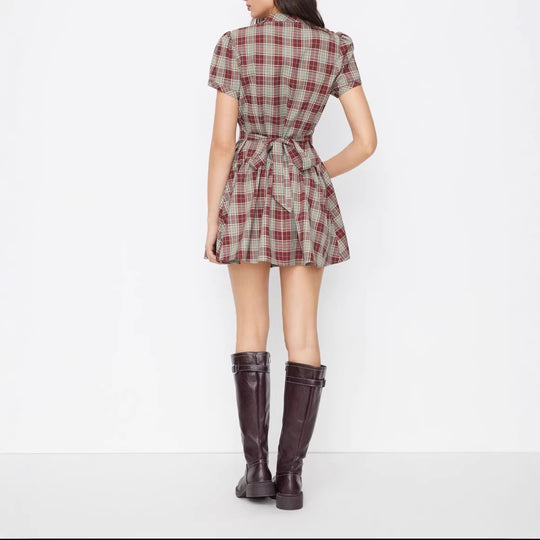 Damen Karo Kurzarmkleid EB
