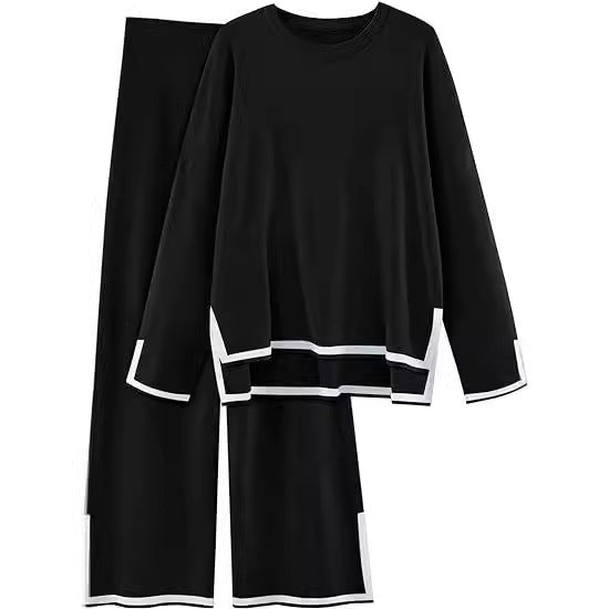 Damen modisches Lounge-Set mit weitem Schnitt und Kontrastbündchen EB
