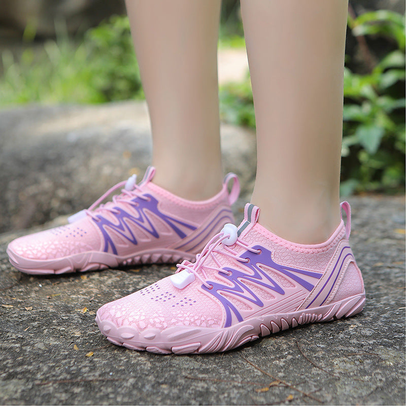 Damen leichte Wasserschuhe mit schnelltrocknendem Strickoberteil, elastischem Zugverschluss und rutschfester Profilsohle EB