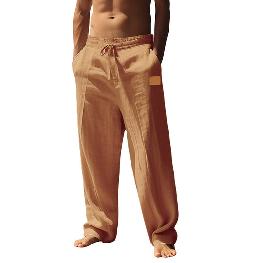 Herren nan extraweite Leinen-Relaxhose mit verstärktem Komfortbund, Kordelzug und tiefen Eingrifftaschen EB