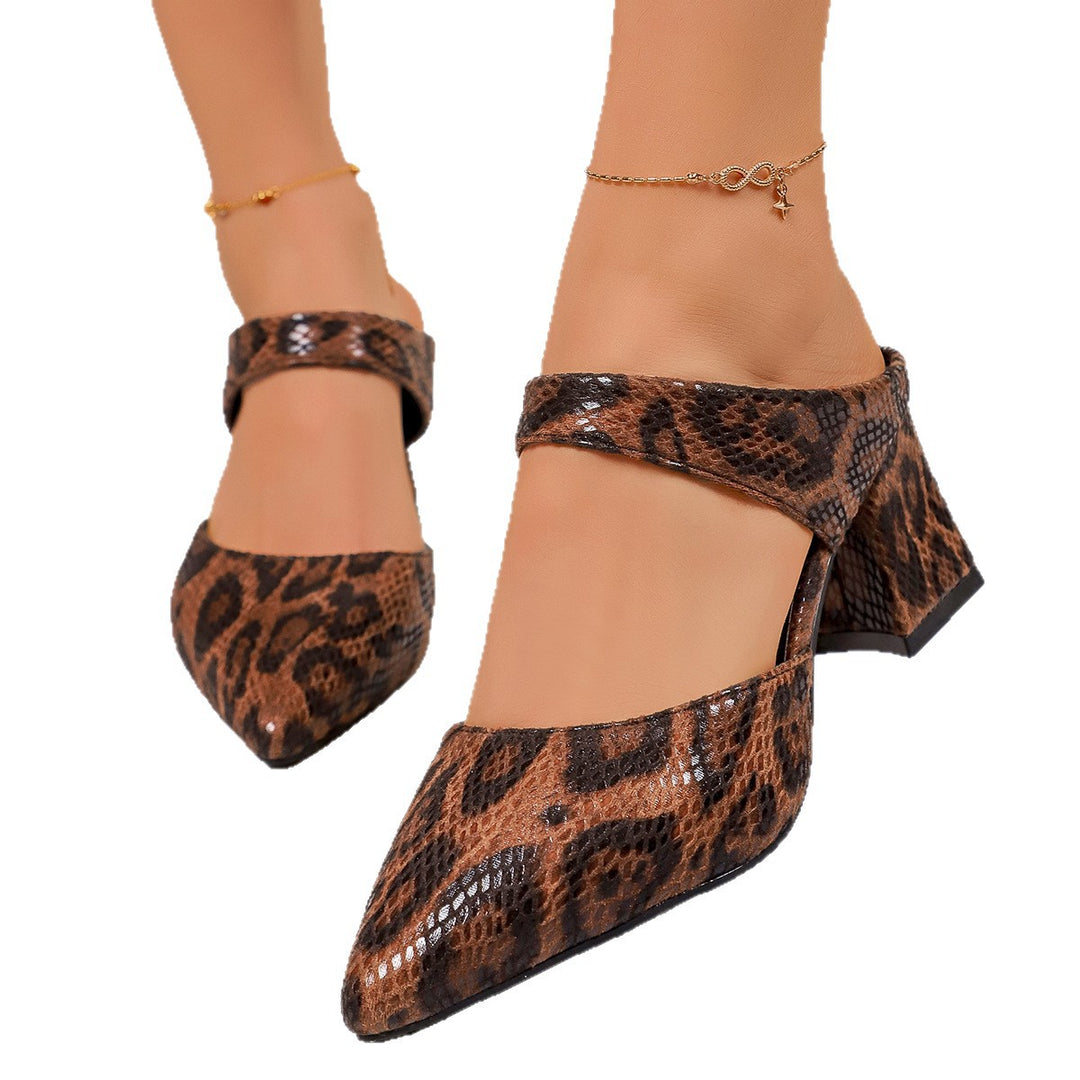 Damen Schlappen-Pumps mit stilvollem Leopardenmuster EB