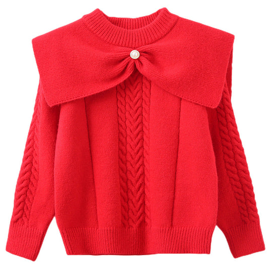 Damen Pullover mit trendigem Kragen und Zopfmuster EB