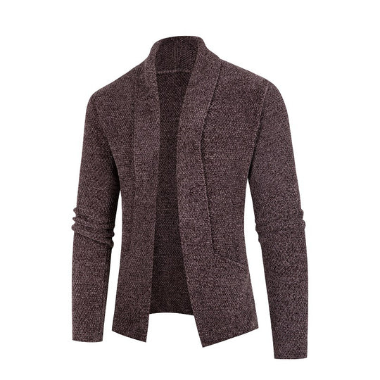 Herren Strickjacke mit modernem Schalkragen und feinem Strukturmuster EB