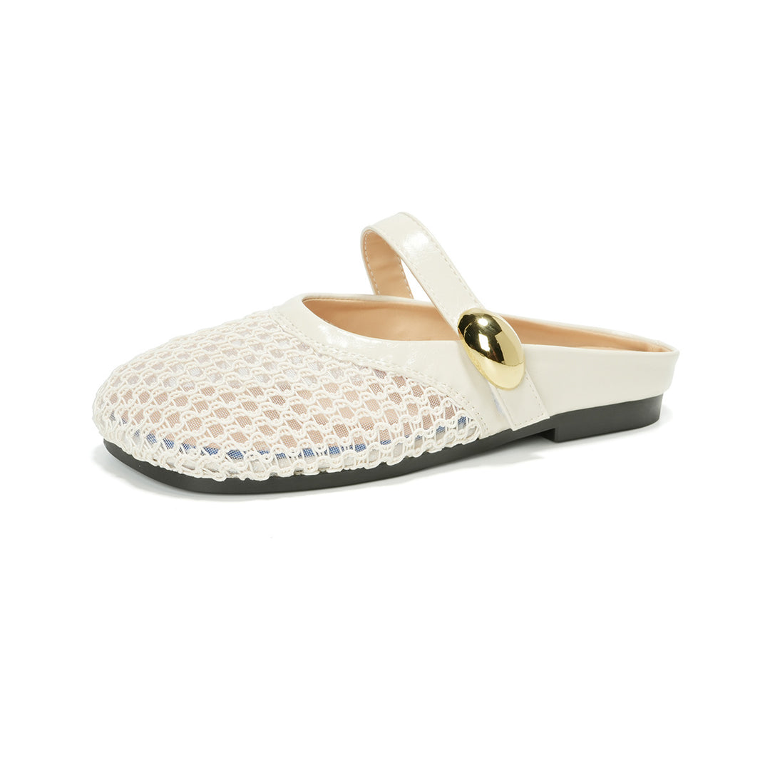 Damen Slip-On Clogs mit modischem Netzdesign und dekorativem Verschluss EB