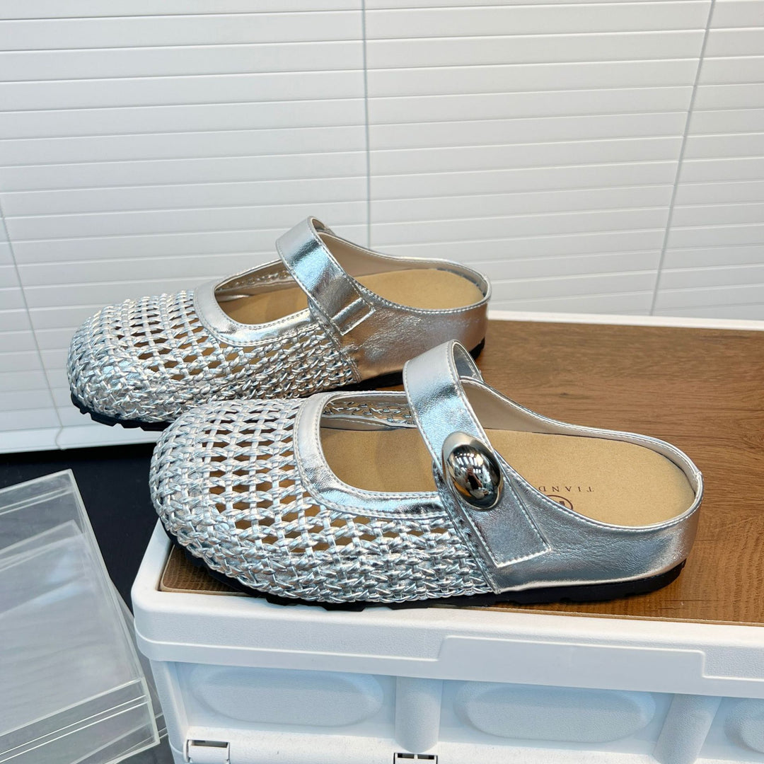 Damen Komfort Clogs mit modischem Flechtmuster und verstellbarem Riemen EB