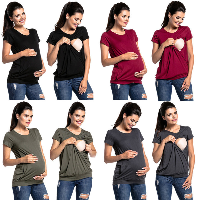 Damen Umstandsshirt mit praktischem Wickelschnitt EB