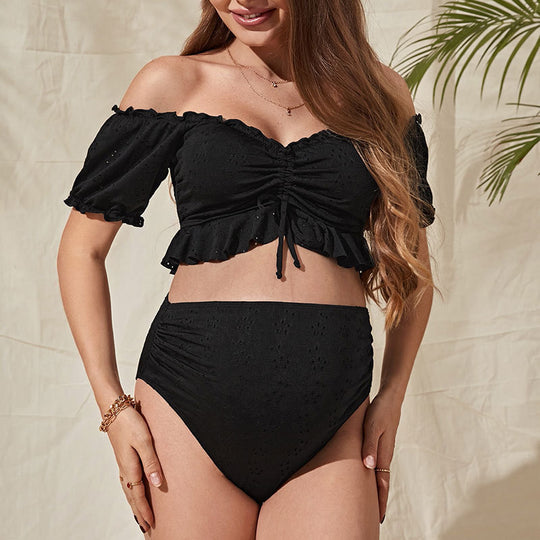 Damen Bikini-Set mit Rüschendetails und hohem Taillenschnitt EB