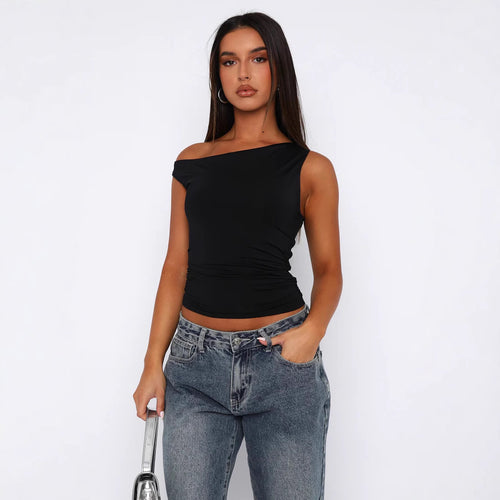 Damen Crop-Top mit floralem Design und schulterfreiem Schnitt EB