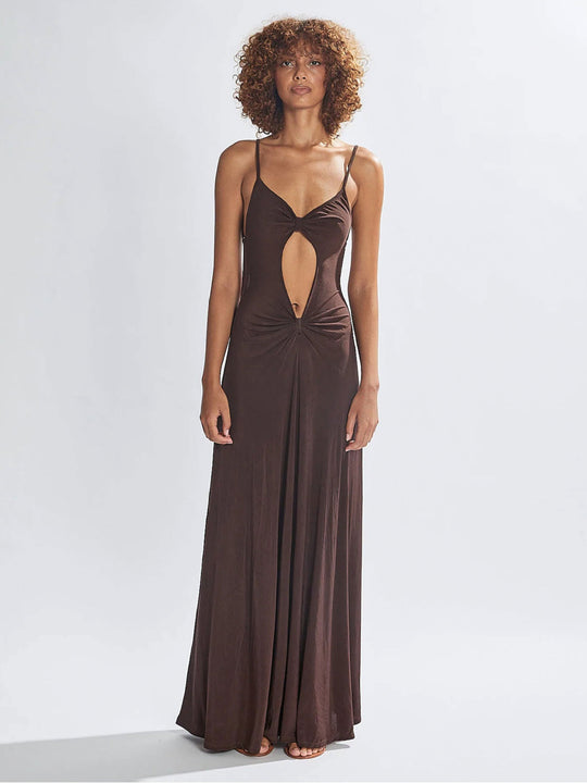 Damen Lange Maxikleid mit aufregendem Cut-Out-Design und weichem Stoff EB