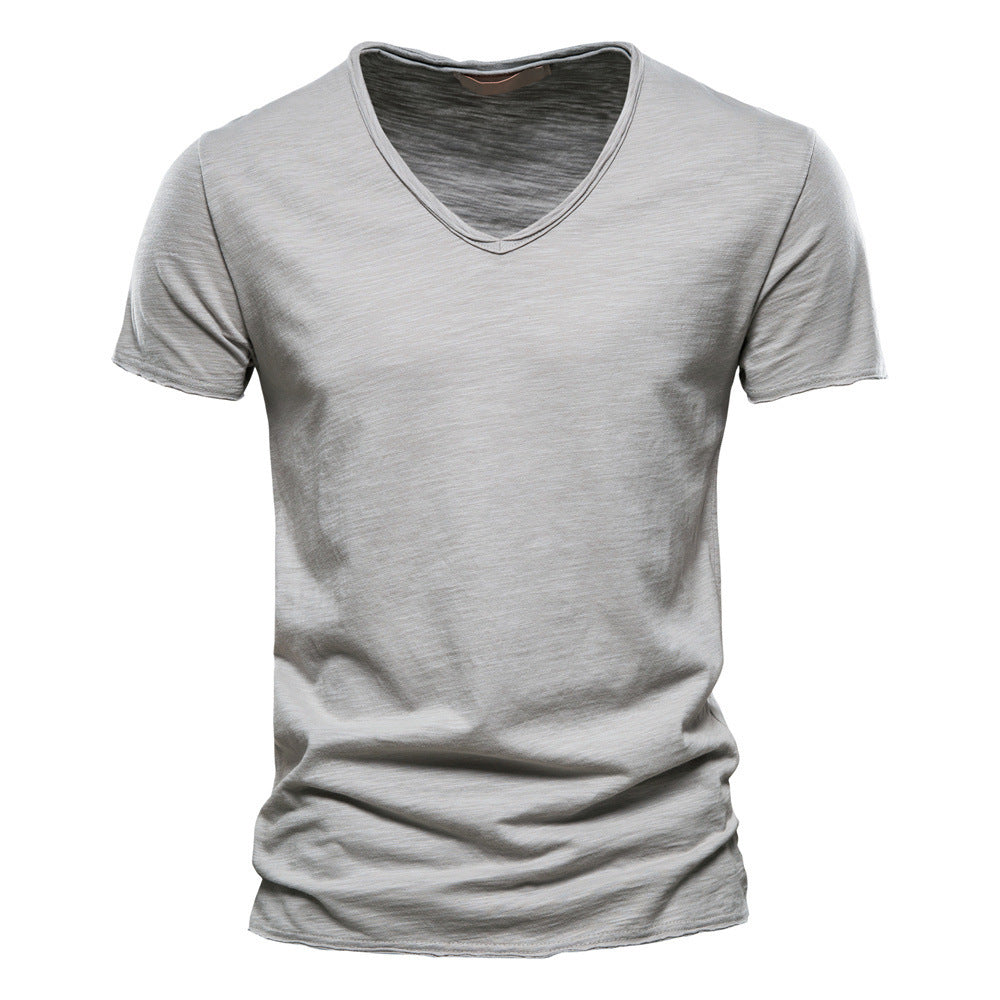Herren nan leichtes Baumwolljersey Kurzarmshirt mit V-Ausschnitt und schmaler Passform EB