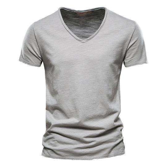 Herren nan leichtes Baumwolljersey Kurzarmshirt mit V-Ausschnitt und schmaler Passform EB