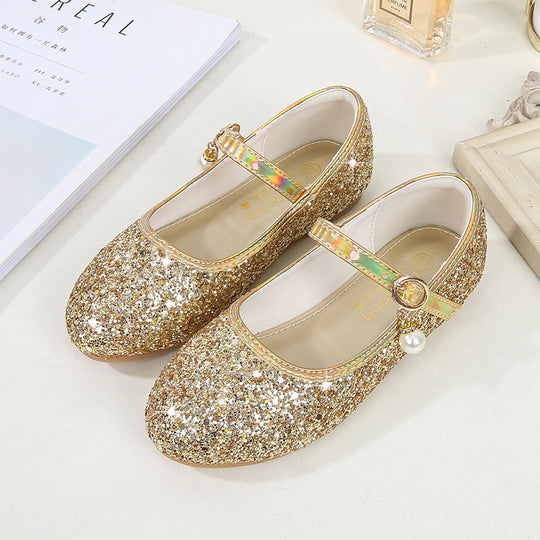 Mädchen Glitzernde Mary Jane Ballerinas mit Perlenapplikation EB