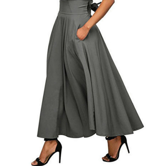 Damen weit geschnittene Palazzo-Hose mit eleganten Taschen und hohem Bund EB