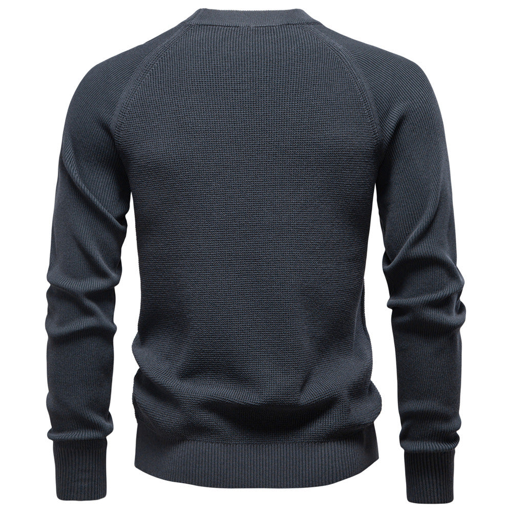 Herren Strickpullover mit innovativem Strukturmuster und Rundhalsausschnitt EB