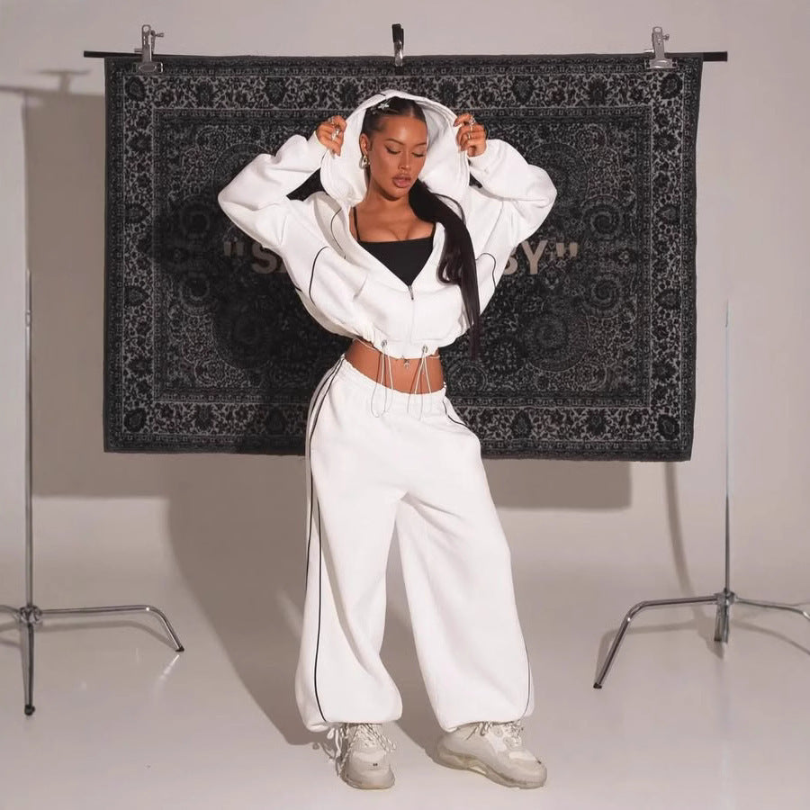 Damen nan weites Oversize-Trackset mit Reißverschluss-Kapuzenjacke und extraweiter Loungehose EB