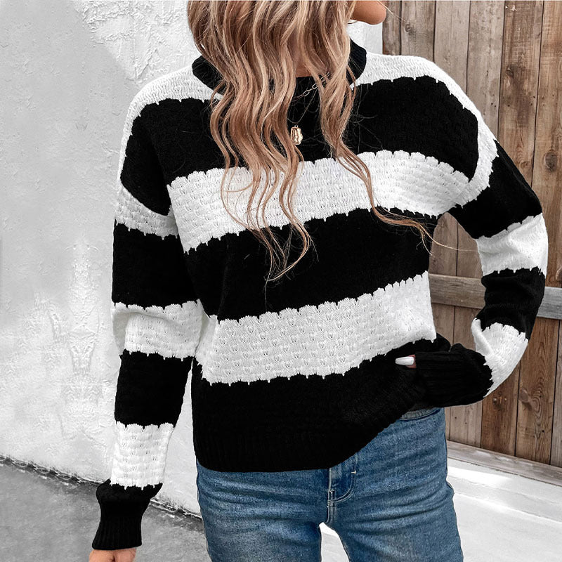Damen gestreifter Strickpullover EB