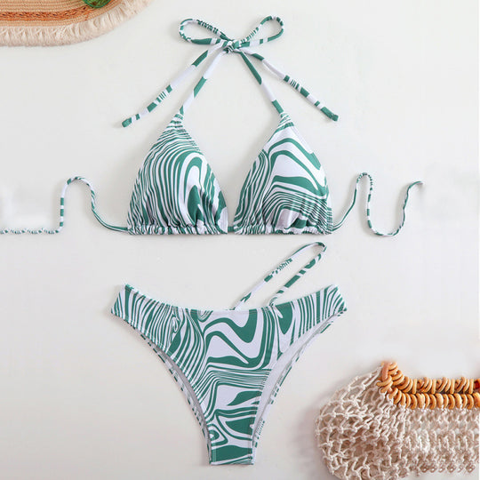 Damen Triangel-Bikini mit asymmetrischem Design und verstellbaren Trägern EB