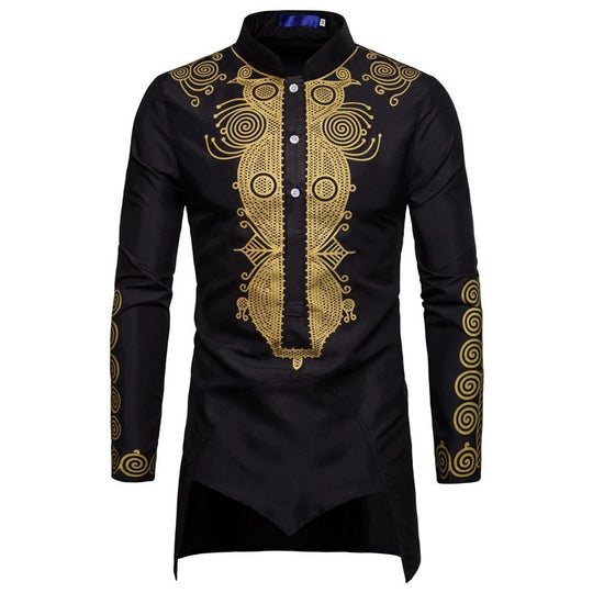 Herren elegantes traditionelles Hemd mit feinen Stickmustern EB