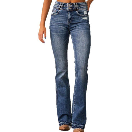 Damen Hochgeschnittene Flared Jeans EB