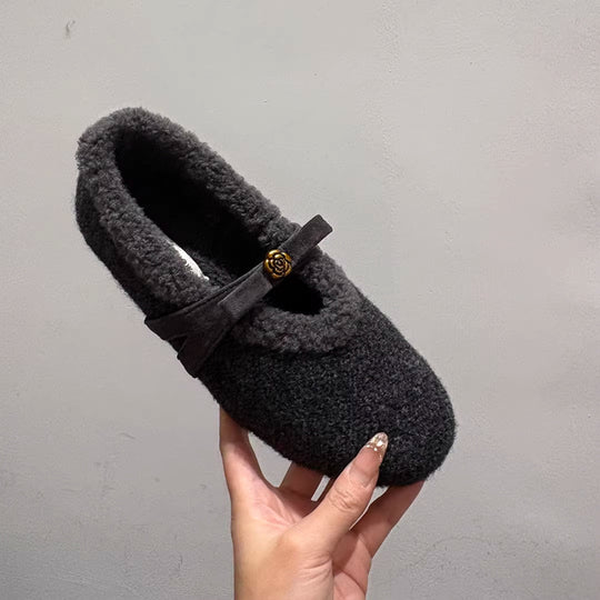 Damen Kuschel-Hausschuhe aus weichem Fleece mit dekorativem Riemchen EB