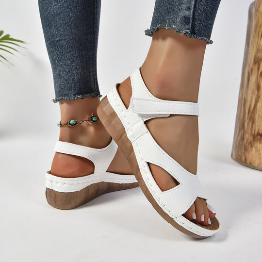 Damen bequeme Wedge-Sandalen mit verstellbaren Riemen und anatomischem Fußbett EB