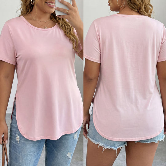 Damen lässiges T-Shirt mit seitlichem Schlitz EB
