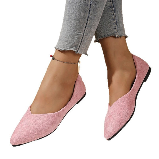 Damen  spitze Ballerina-Slipper aus Veloursoptik mit gepolsterter Komfortinnensohle EB