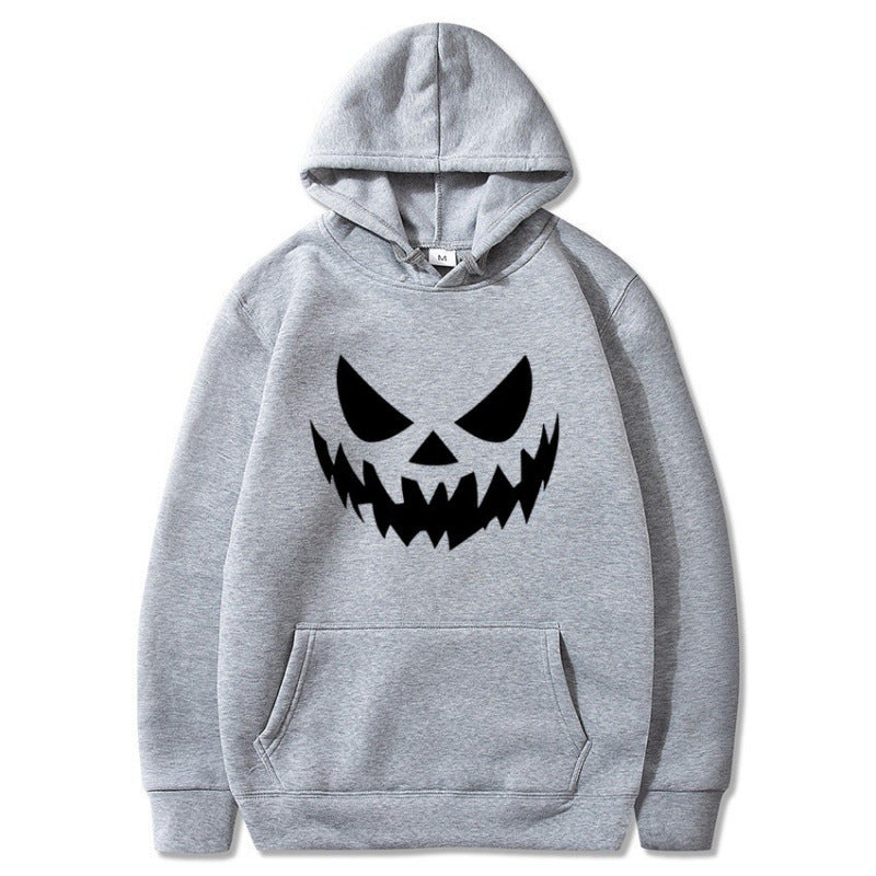 Unisex nan Kapuzenpullover mit gruseligem Kürbisgesicht-Print und Oversize Kängurutasche EB